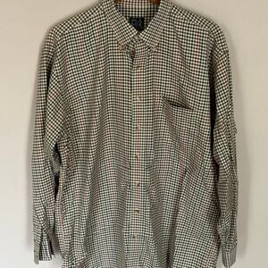 Men’s Joseph A Bank Brown Checked LS Shirt Travelers Collection XL